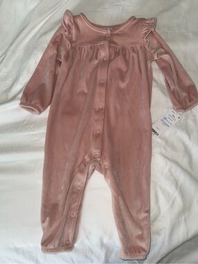 Baby Girls' Pink Velvet One-Piece Romper